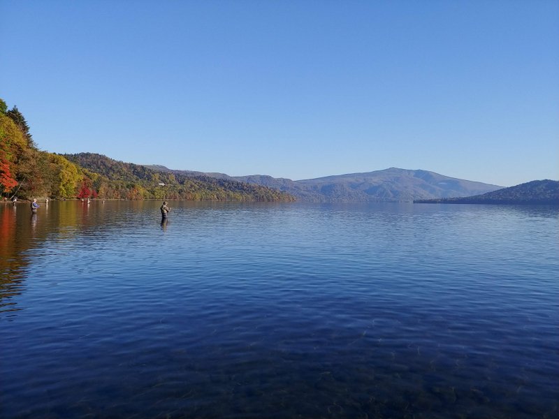 屈斜路湖でのフライフィッシング風景